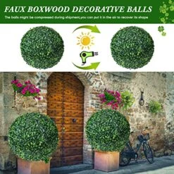 4 Pcs Artificial Plant Topiary Balls 2 Pcs 18.9 Inch And 2 Pcs 13.7 Inch Faux Boxwood Decorative Balls Round Greenery Spheres For Indoor Outdoor Backyard Balcony Garden Patios Wedding Home Decor -Green Leaf Store 613n16agDbL