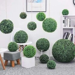 LHJJ Green Boxwood Ball, Multi-Size Selection, Garden Decoration Topiary Balls Artificial Grass Wooden Ball -Green Leaf Store 618Sqpf6HhL