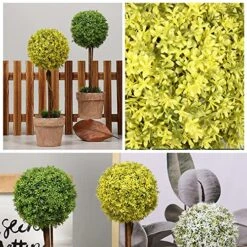 OAutoSjy Artificial Ball Shaped Tree Artificial Plants Potted Fake Topiary Single Ball Tree In Pot Simulation Plastic Faux Flower Ornament Tabletop Decorative Home Indoor Outdoor Decor, White Type 1 16 OAutoSjy Artificial Ball Shaped Tree Artificial Plants Potted Fake Topiary Single Ball Tree In Pot Simulation Plastic Faux Flower Ornament Tabletop Decorative Home Indoor Outdoor Decor, White Type 1 -Green Leaf Store 61CP7fqaEOL