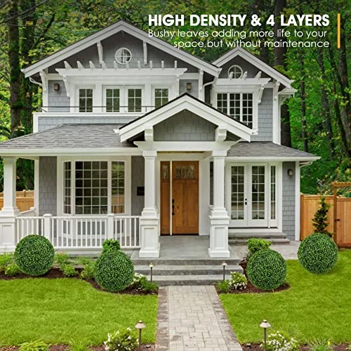 TTDMK 2 PCS 16 Inch Boxwood Balls With Ground Pegs And String, 4 Layers Artificial Plant Topiary Ball, UV Resistant Artificial Topiary Ball For Outdoor/Indoor, Garden, Front Porch, Wedding Décor 3 TTDMK 2 PCS 16 Inch Boxwood Balls With Ground Pegs And String, 4 Layers Artificial Plant Topiary Ball, UV Resistant Artificial Topiary Ball For Outdoor/Indoor, Garden, Front Porch, Wedding Décor - Image 3