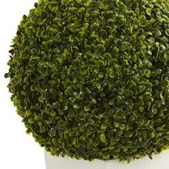 Nearly Natural 6404 Artificial Plant (Indoor/Outdoor) 28â€ Boxwood Topiary Ball In White Tower Planter, Green,15"Dx15"Wx28"H -Green Leaf Store 61Fa9eXqBvL
