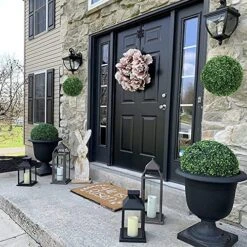 MYOYAY 4Pcs Artificial Topiary Ball 19 Inch And 9 Inch Outdoors 4 Layers Plant Topiary Ball Faux Boxwood Balls For Indoor Backyard Garden Wedding Décor -Green Leaf Store 61LeCr3ixnL