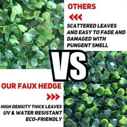 · Petgrow · Realistic & Thick Artificial Hedge Boxwood Fence Privacy Screen Panels, UV Protection Fresh Faux Foliage Backdrop Wall Decor For Indoor Outdoor, 72 Pack -Green Leaf Store 61NoGDtp3YL