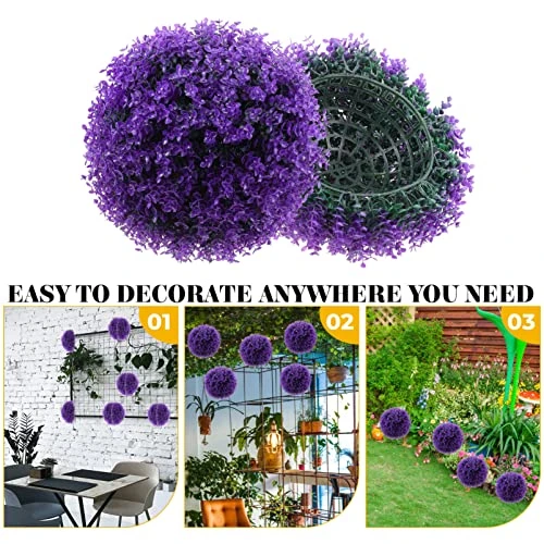 Healifty Home Decor Fake Plants Artificial Boxwood Topiary Plant Decorative Faux Boxwood Lifelike Plant Sphere For Indoor Outdoor Garden Lawn Wedding Party Decor Purple Artificial Grass Fake Plants 4 Healifty Home Decor Fake Plants Artificial Boxwood Topiary Plant Decorative Faux Boxwood Lifelike Plant Sphere For Indoor Outdoor Garden Lawn Wedding Party Decor Purple Artificial Grass Fake Plants - Image 4