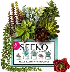 Seeko Artificial Succulents (14 Pack) - Premium Succulent Plants Artificial - Realistic Faux Succulents - Unpotted Textured Fake Succulents Decor For DIY - Fake Plants -Green Leaf Store 61Oa0CrjziL. AC