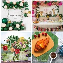 86Pcs 8Kinds Artificial Tropical Palm Leaves Jungle Safari Leaves Faux Plant Golden Leaves Decorations For Hawaiian Beach Birthday Luau Party Table Decorations -Green Leaf Store 61P333AtmjL