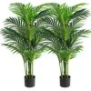 VIAGDO Artificial Areca Palm Tree 4ft Tall Fake Palm Tree Decor With 12 Trunks Faux Tropical Palm Silk Plant Potted Dypsis Lutescens Plants For Modern Home Office Floor Corner Decor Indoor, 2 Pack -Green Leaf Store 61S5fBCcCrL