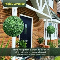 ROTEBIENE 2 Packs 21.6-inch Artificial Plant Topiary Balls For Outdoor Decor, Garden Spheres Decorative, Faux Boxwood Balls Plants For The Front Door, Porch, Backyard, Patio And Wedding NEUERMOND -Green Leaf Store 61TLcgClvyL