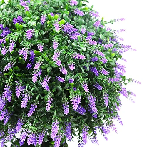 Sunnyglade 21.6” Tall Artificial Lavender Topiary Ball Tree Set Of 2 Pack Potted Bushes UV Resistant Potted Plants For Indoor Outdoor Home Garden(Purple) 2 Sunnyglade 21.6” Tall Artificial Lavender Topiary Ball Tree Set Of 2 Pack Potted Bushes UV Resistant Potted Plants For Indoor Outdoor Home Garden(Purple) - Image 2