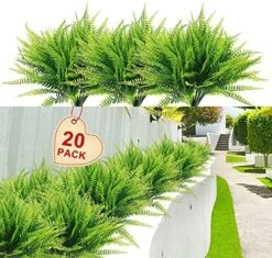 8 Pcs Artificial Boston Fern Plants Bushes Faux Plants Shrubs Greenery UV Resistant For House Office Garden Indoor Outdoor Décor -Green Leaf Store 61WF28jrcNS. AC
