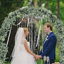 Winlyn 5.9' Long Faux Eucalyptus Leaves Greenery Garland Artificial Silver Dollar Eucalyptus Garland In Grey Green Wedding Arch Swag Backdrop Garland Doorways Table Runner Garland Indoor Outdoor -Green Leaf Store 61XEwTkyDyL