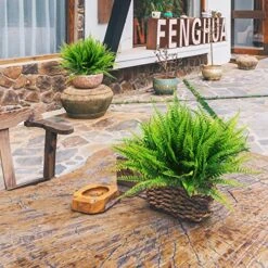 8 Pcs Artificial Boston Fern Plants Bushes Faux Plants Shrubs Greenery UV Resistant For House Office Garden Indoor Outdoor Décor -Green Leaf Store 61dA3ZhIroL