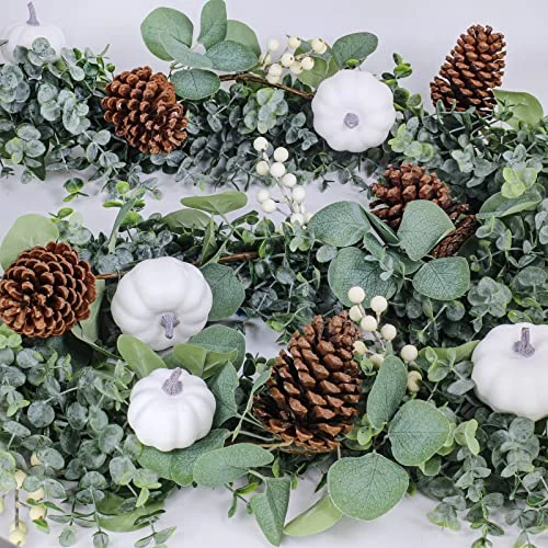 Fall White Pumpkin Garland Artificial Eucalyptus Garland With Pumpkins Pinecones Berries Fall Garland 5.9' L For Farmhouse Wedding Arch Backdrop Thanksgiving Mantel Table Runner Centerpiece Decor 1 Fall White Pumpkin Garland Artificial Eucalyptus Garland With Pumpkins Pinecones Berries Fall Garland 5.9' L For Farmhouse Wedding Arch Backdrop Thanksgiving Mantel Table Runner Centerpiece Decor