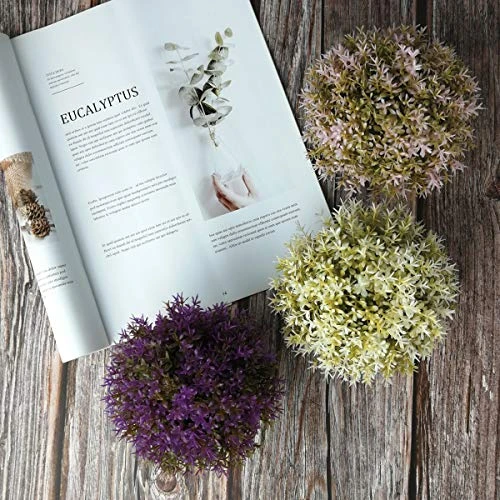 Tuokor 4.75" Mini Artificial Plastic Plants Green Grass Colorful Shrubs Faux Flowers With Gray Pots For Home Decor, Office Decor - Set Of 6 5 Tuokor 4.75" Mini Artificial Plastic Plants Green Grass Colorful Shrubs Faux Flowers With Gray Pots For Home Decor, Office Decor - Set Of 6 - Image 5