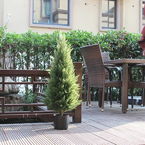 Two 3 Foot Outdoor Artificial Topiary Cedar Trees Artificial Potted Shrubs Potted UV Rated Plant 6 Two 3 Foot Outdoor Artificial Topiary Cedar Trees Artificial Potted Shrubs Potted UV Rated Plant - Image 6