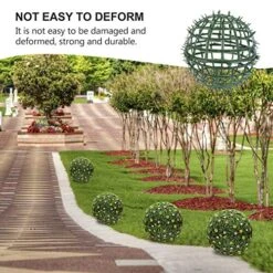 DOITOOL 4Pcs Artificial Plant Topiary Ball Support Cage Plastic Plant Trelli Faux Green Ball Frame Rack Flower Shelf Holder For Garden Green 10cm 15cm 20cm 25cm -Green Leaf Store 61j1OjvQx0L