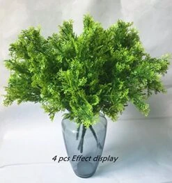 LoveniMen Artificial Shrubs, Plastic Plants Simulation Fake Bushes Wedding Outdoor Indoor Home Garden Verandah Kitchen Parterre Office Table Centerpieces Arrangements Decoration Green 4pcs -Green Leaf Store 61mrIQwpFRL