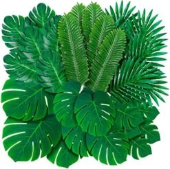 Decopom Palm Leaves Artificial Tropical Monstera-84Pcs 6 Kinds Large Small Green Fake Palm Leaf With Stems For Safari Jungle Hawaiian Luau Party Table Decoration Wedding Birthday Theme Party -Green Leaf Store 61n523oQiLL. AC