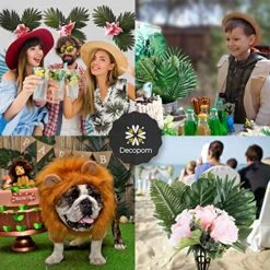 Decopom Palm Leaves Artificial Tropical Monstera-84Pcs 6 Kinds Large Small Green Fake Palm Leaf With Stems For Safari Jungle Hawaiian Luau Party Table Decoration Wedding Birthday Theme Party -Green Leaf Store 61pNqus0PlL