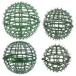 DOITOOL 4Pcs Artificial Plant Topiary Ball Support Cage Plastic Plant Trelli Faux Green Ball Frame Rack Flower Shelf Holder For Garden Green 10cm 15cm 20cm 25cm