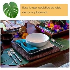 KUUQA 60 Pcs Large 13" Tropical Leaves Artificial Green Monstera Leaves Palm Leaf For Luau Party Hawaiian Aloha Tiki Theme Safari Jungle BBQ Birthday Party Decoration Supplies -Green Leaf Store 61ukUSqjXYL