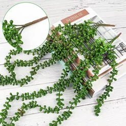 CEWOR 4pcs Artificial Succulents Hanging Plants Fake String Of Pearls For Wall Home Garden Decor (24 Inches Each Length) -Green Leaf Store 61wiVKNMzDS