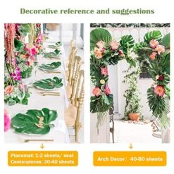 OurWarm 24pcs Large Artificial Tropical Palm Leaves, Faux Safari Leaves Monstera Fake Leaves, Hawaiian Luau Party Jungle Beach Theme Decorations For Birthday Party Safari Table Decorations Supplies -Green Leaf Store 61xdI0c5SdL