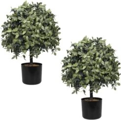 UNADRA 23” T 13” D Set Of 2 Artificial Topiary Ball Tree, Bush Potted Plant UV Resistance, Artificial Potted Shrubs For Indoor Outdoor Home Garden Decor -Green Leaf Store 61yuuskvnL. AC