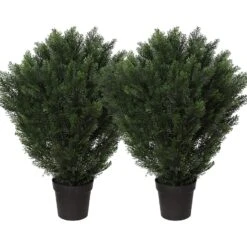 41 Inch Artificial Cedar Topiary Tree 3.4ft Faux Bushes Plant With Pot For Indoor/Outdoor