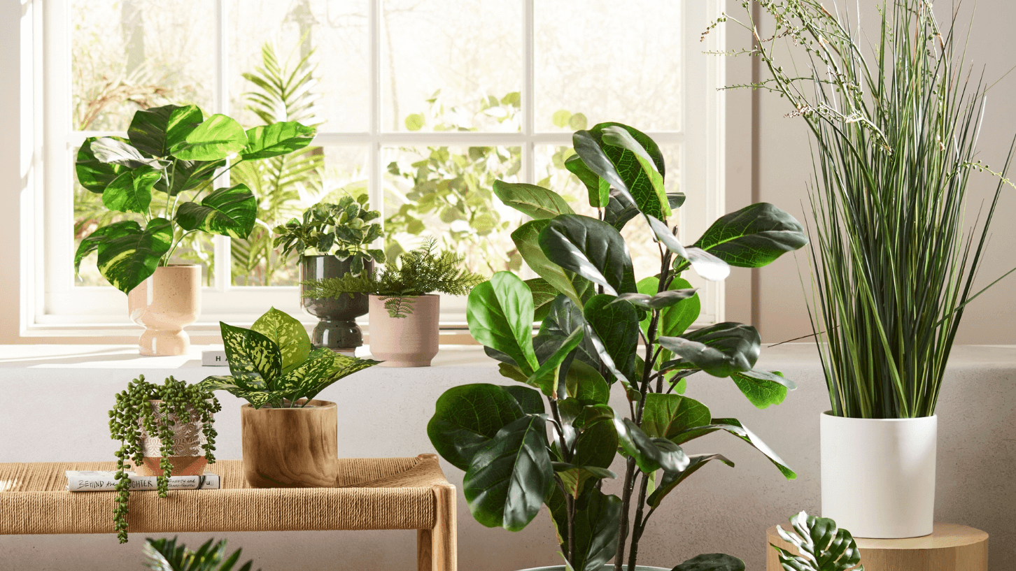 Green Leaf Store -Green Leaf Store styling a room with faux greenery artificial plants 1